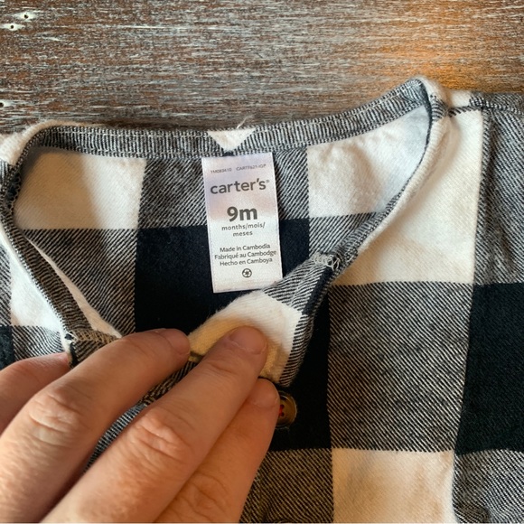 3/$12 White and Black Buffalo Plaid Blouse - Picture 3 of 4